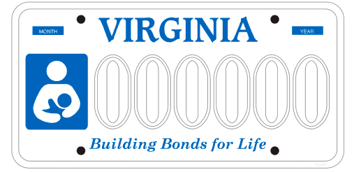 Virginia breastfeeding license plate