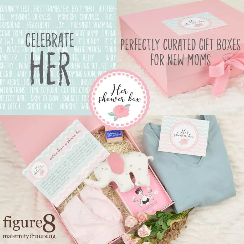 Her Shower Box, Maternity and Nursing Baby Shower Gift from Figure 8 Maternity